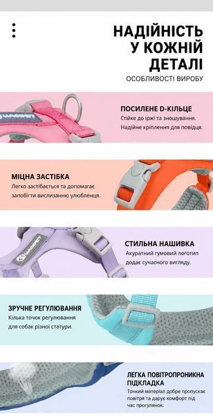 Шлея анатомічна WAOPET &ldquo;AirFlex&rdquo; Matcha Green (XS) 2694 фото
