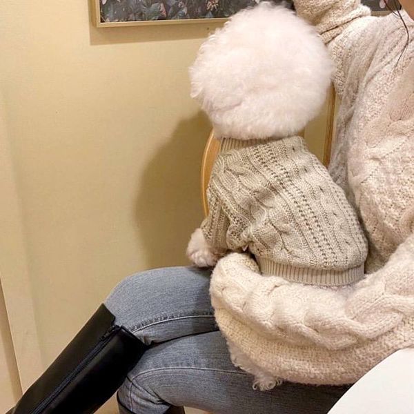 Затишний в&rsquo;язаний светр для собак дрібних та середніх порід, WarmPaws Knit Sweater, оливково-бежевий, розмір M 6652 фото